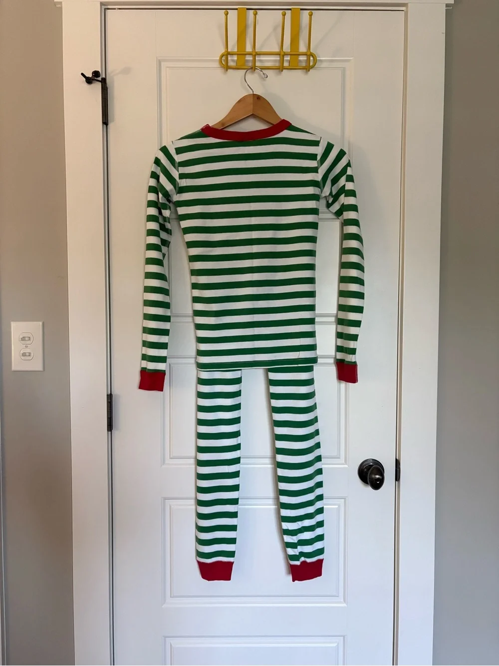 Hanna Andersson Striped Long John Pajamas Holiday Christmas Green Sz 160